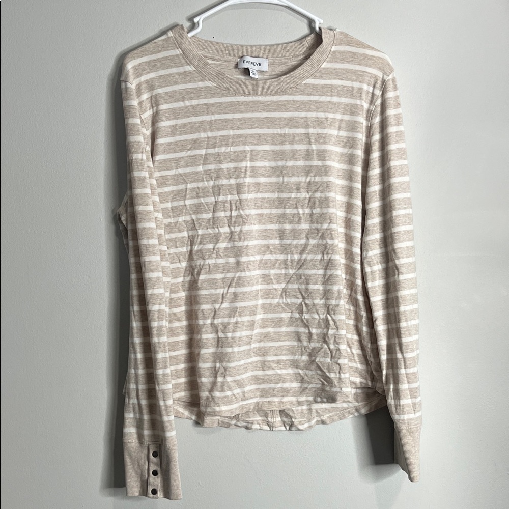 Evereve Beige and White Ribbed Top